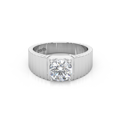 The Architect Band – 1ct Round Lab-Diamond Ribbed Ring (7mm)