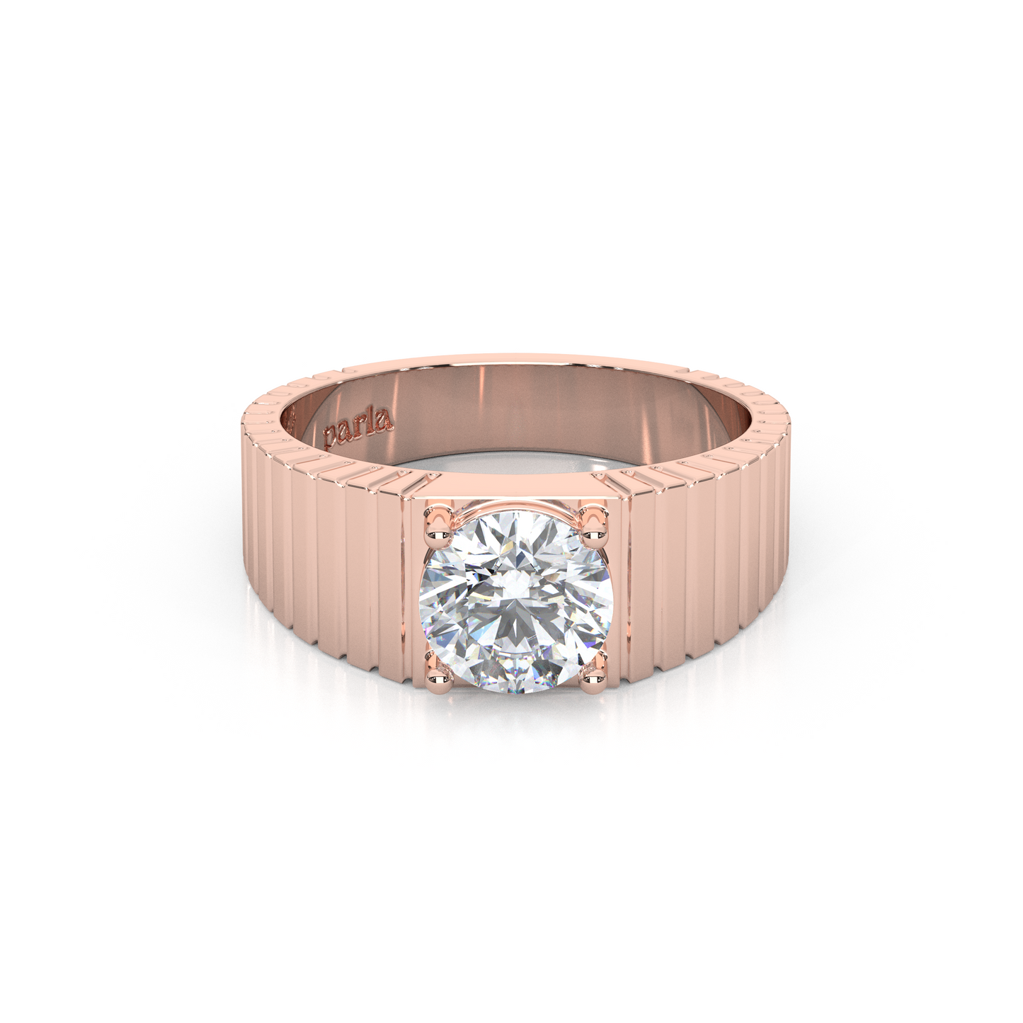 The Architect Band – 1ct Round Lab-Diamond Ribbed Ring (7mm)