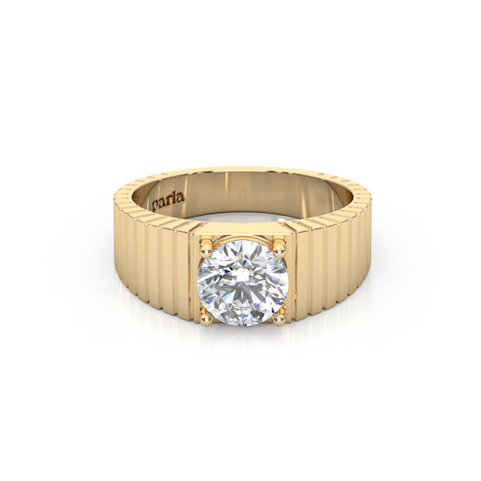 The Architect Band – 1ct Round Lab-Diamond Ribbed Ring (7mm)