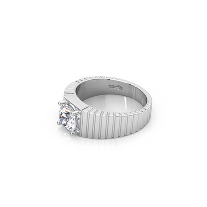 The Architect Band – 1ct Round Lab-Diamond Ribbed Ring (7mm)