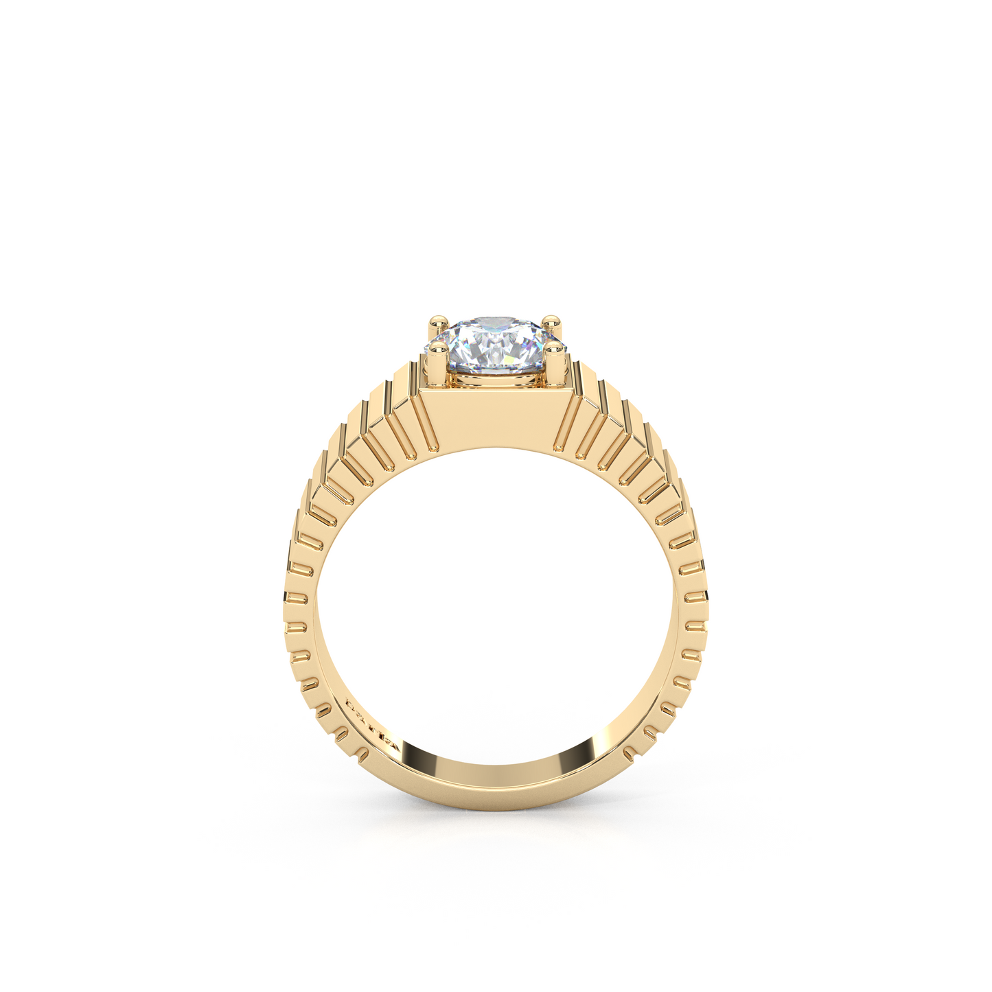 The Architect Band – 1ct Round Lab-Diamond Ribbed Ring (7mm)