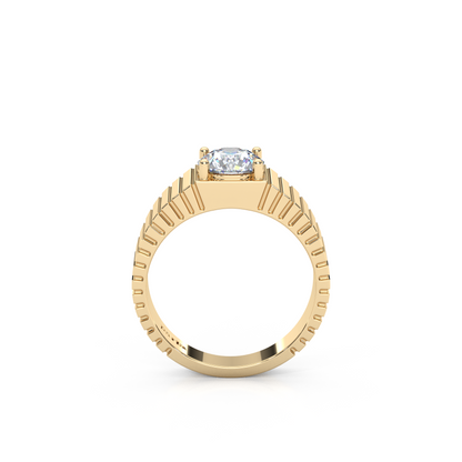 The Architect Band – 1ct Round Lab-Diamond Ribbed Ring (7mm)