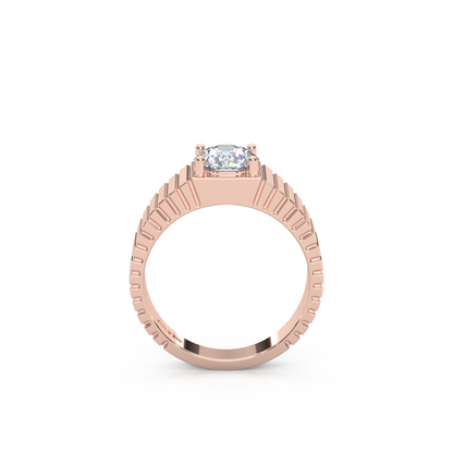 The Architect Band – 1ct Round Lab-Diamond Ribbed Ring (7mm)