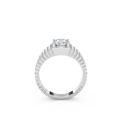 The Architect Band – 1ct Round Lab-Diamond Ribbed Ring (7mm)