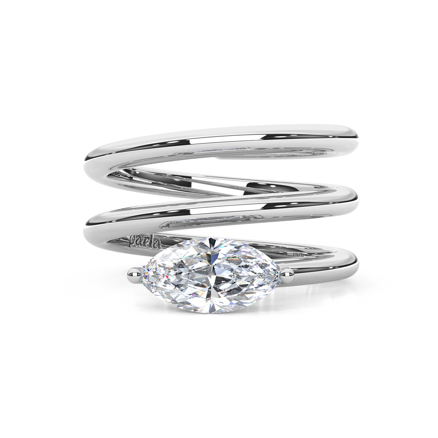 Elegant 1.00 Carat Marquise Cut Lab Diamond Longer Spiral Design Pinky Ring