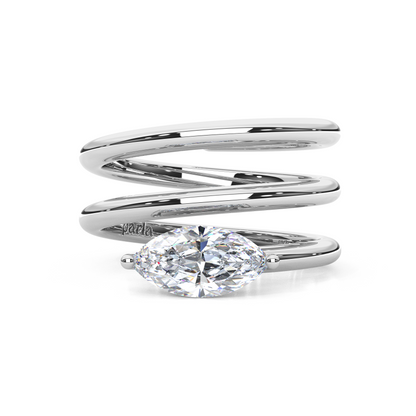 Elegant 1.00 Carat Marquise Cut Lab Diamond Longer Spiral Design Pinky Ring