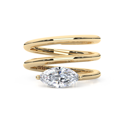 Elegant 1.00 Carat Marquise Cut Lab Diamond Longer Spiral Design Pinky Ring