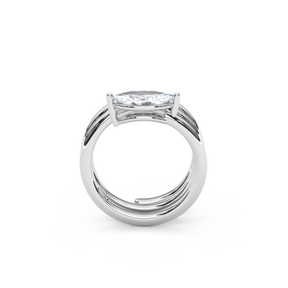 Elegant 1.00 Carat Marquise Cut Lab Diamond Longer Spiral Design Pinky Ring