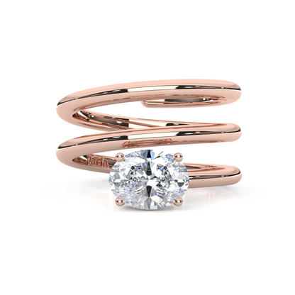 Elegant 1.00 Carat Oval Cut Lab Diamond Spiral Design Pinky Ring