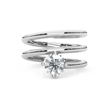 Elegant 1.00 Carat Round Cut Lab Diamond Spiral Design Pinky Ring