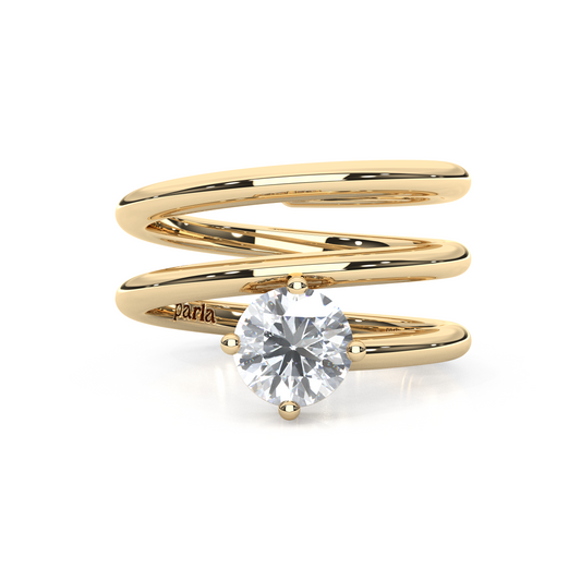 Elegant 1.00 Carat Round Cut Lab Diamond Spiral Design Pinky Ring