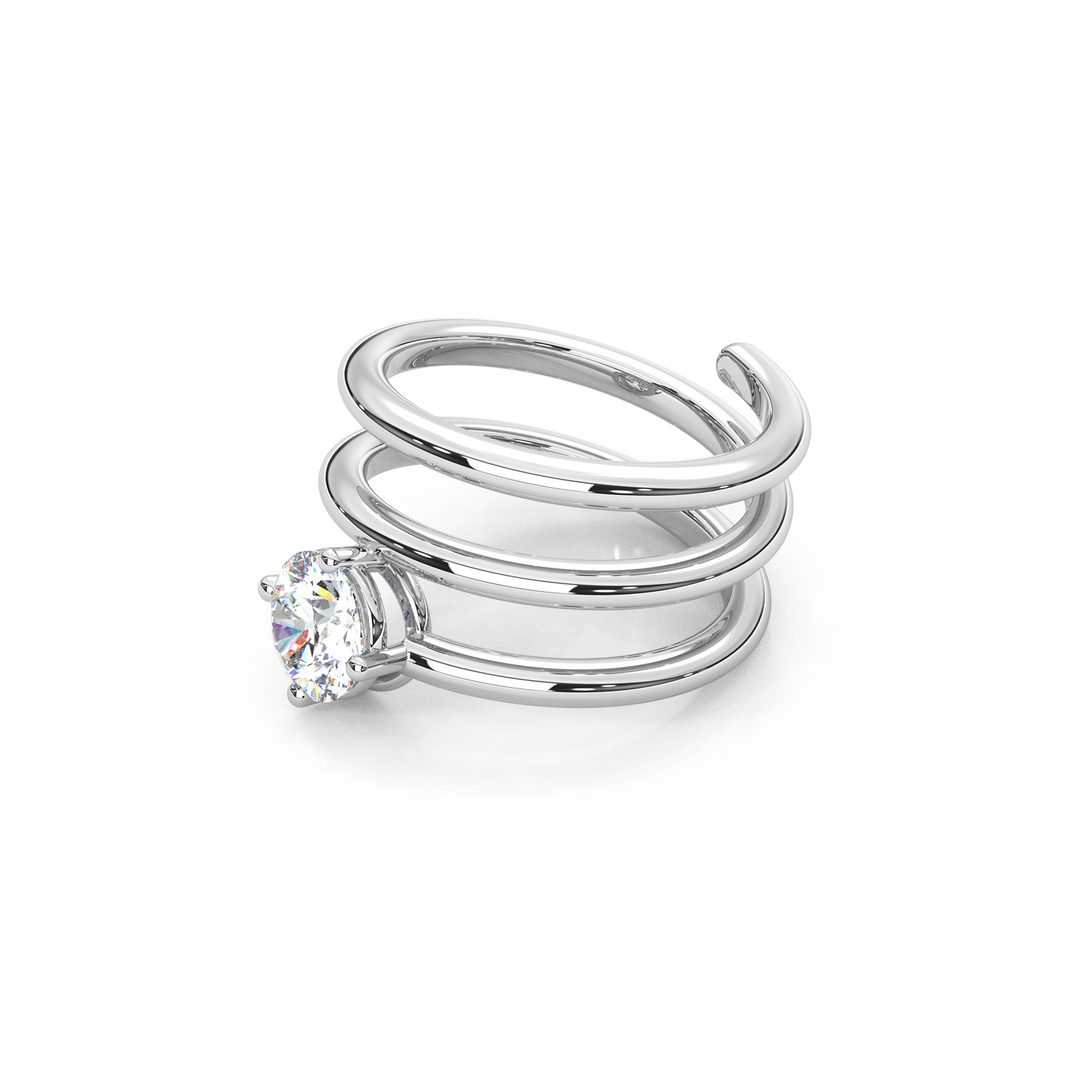 Elegant 1.00 Carat Round Cut Lab Diamond Spiral Design Pinky Ring