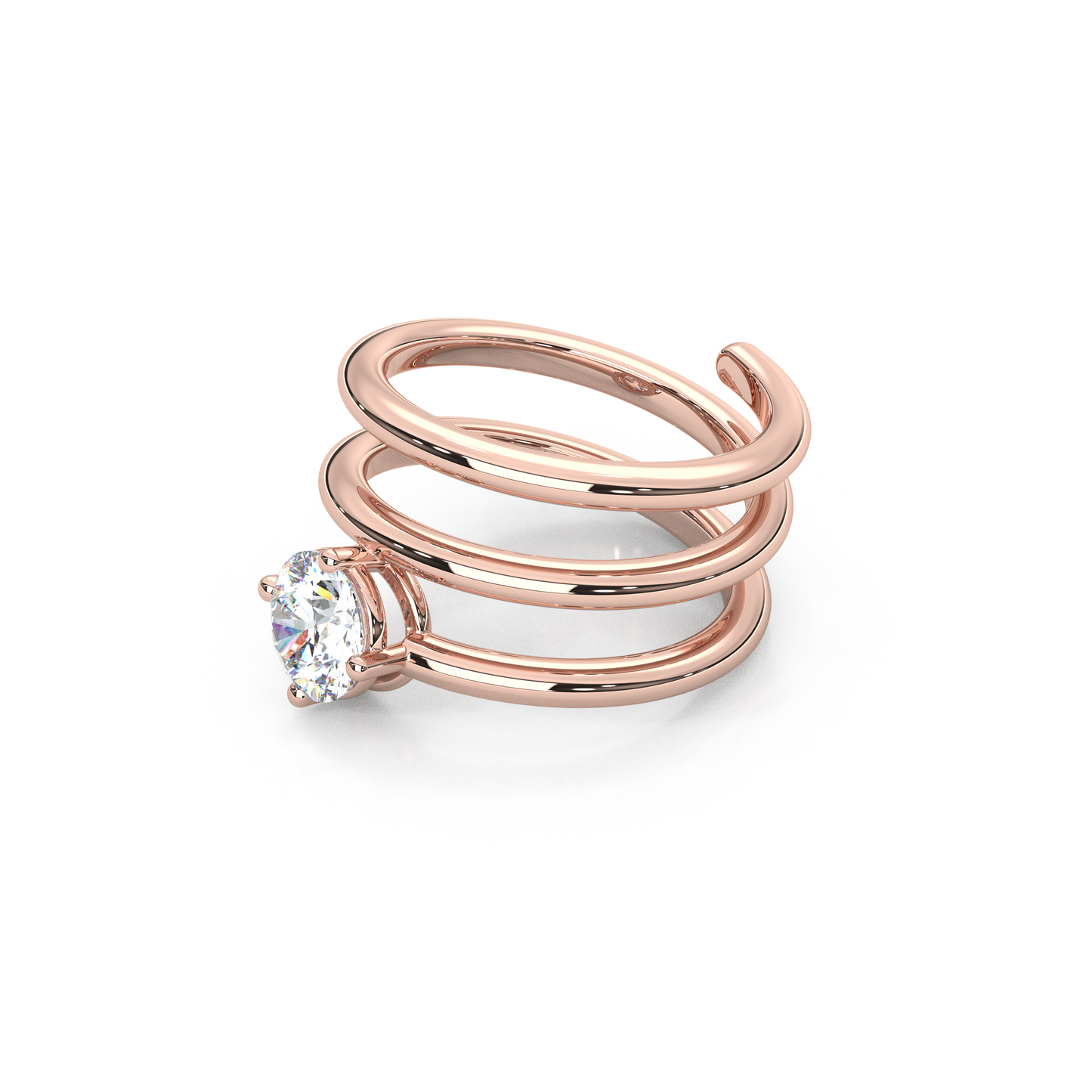 Elegant 1.00 Carat Round Cut Lab Diamond Spiral Design Pinky Ring