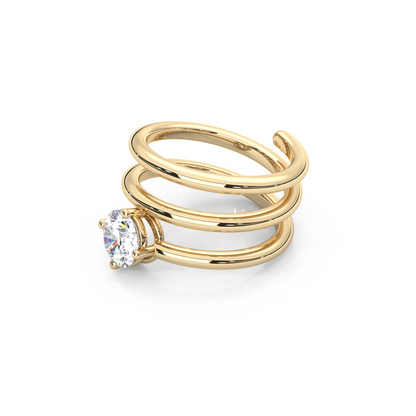 Elegant 1.00 Carat Round Cut Lab Diamond Spiral Design Pinky Ring