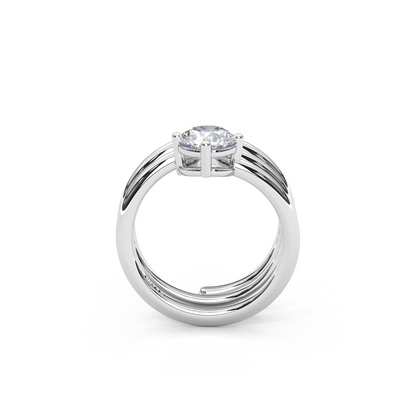 Elegant 1.00 Carat Round Cut Lab Diamond Spiral Design Pinky Ring