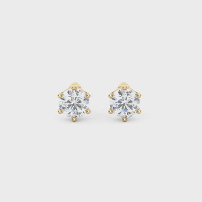Classic Round Cut Lab Diamond 6-Prong Stud Earrings
