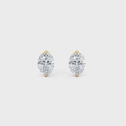 Classic Oval Cut Lab Diamond 2-Prong Stud Earrings