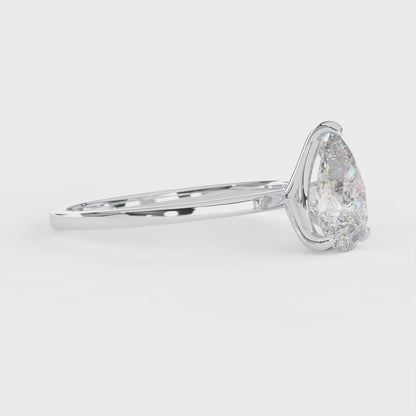 Elegant 1.00 Carat Pear Cut Lab Diamond Solitaire Engagement Ring