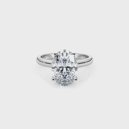1.00 Carat Oval Cut Lab Diamond Cathedral Solitaire Engagement Ring