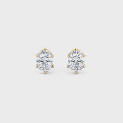Classic Oval Cut Lab Diamond 6-Prong Stud Earrings