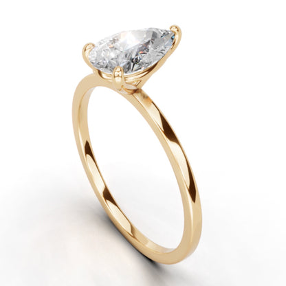 Elegant 1.00 Carat Pear Cut Lab Diamond Solitaire Engagement Ring