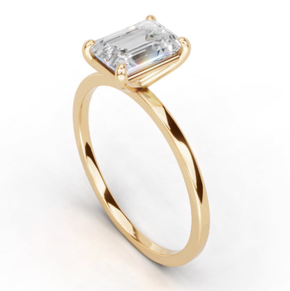 Elegant 1.00 Carat Emerald Cut Lab Diamond Solitaire Engagement Ring