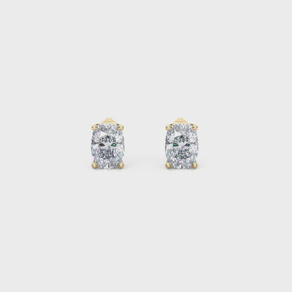 Classic Elongated Cushion Cut Lab Diamond 4-Prong Stud Earrings