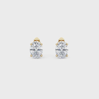 Classic Oval Cut Lab Diamond 4-Prong Stud Earrings