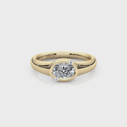 1.00 Carat Oval Cut Lab-Grown Diamond East-West Bezel Modern Minimalist Design Ring