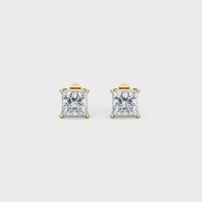 Classic Princess Cut Lab Diamond 4-Prong Stud Earrings