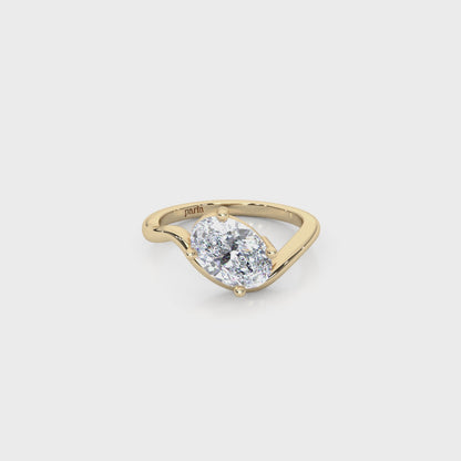 Diagonal 1ct. Oval Lab-Diamond Elegant Pinky Ring